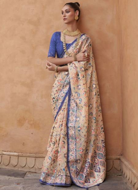 Blue Colour Riwaaz Rewaa New Latest Designer Ethnic Wear Printed Pure Brasso Exclusive Saree Collection 567